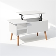 Furinno JENSEN Wooden Leg Lift Top Coffee Table With Hidden Solid White