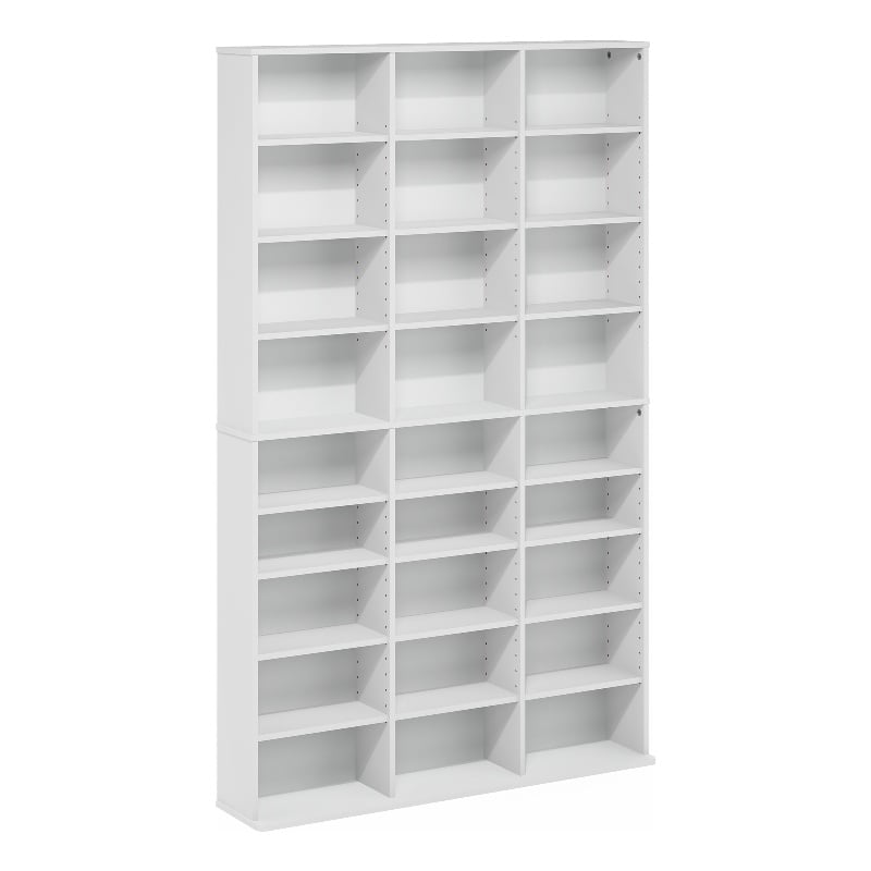 Furinno JAYA 24-Shelf Multimedia Media Storage Tower Rack with AdJUSTable White