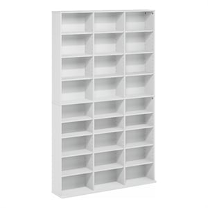 Furinno JAYA 24-Shelf Multimedia Media Storage Tower Rack with AdJUSTable White