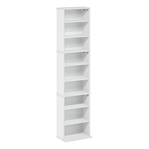 Furinno JAYA 9-Shelf Multimedia Media Storage Tower Rack with AdJUSTable White