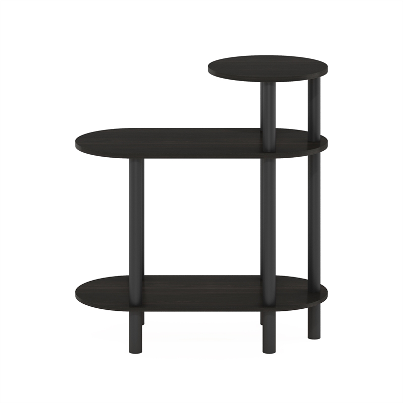 Furinno TURN-N-TUBE 3-Tier Oval Sofa Side Table in End Table with Espresso/Black