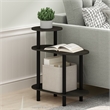 Furinno TURN-N-TUBE 3-Tier Oval Sofa Side Table in End Table with Espresso/Black