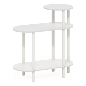 Furinno TURN-N-TUBE 3-Tier Oval Sofa Side Table in End Table with White/White