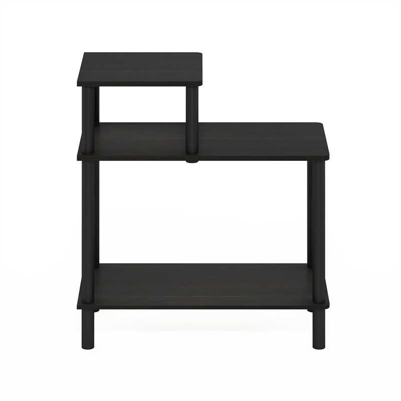 Furinno TURN-N-TUBE 3-Tier Rectangular Sofa Side Table in End Espresso/Black