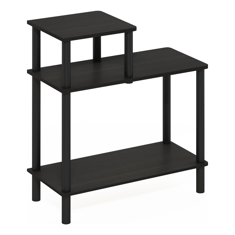 Furinno TURN-N-TUBE 3-Tier Rectangular Sofa Side Table in End Espresso/Black