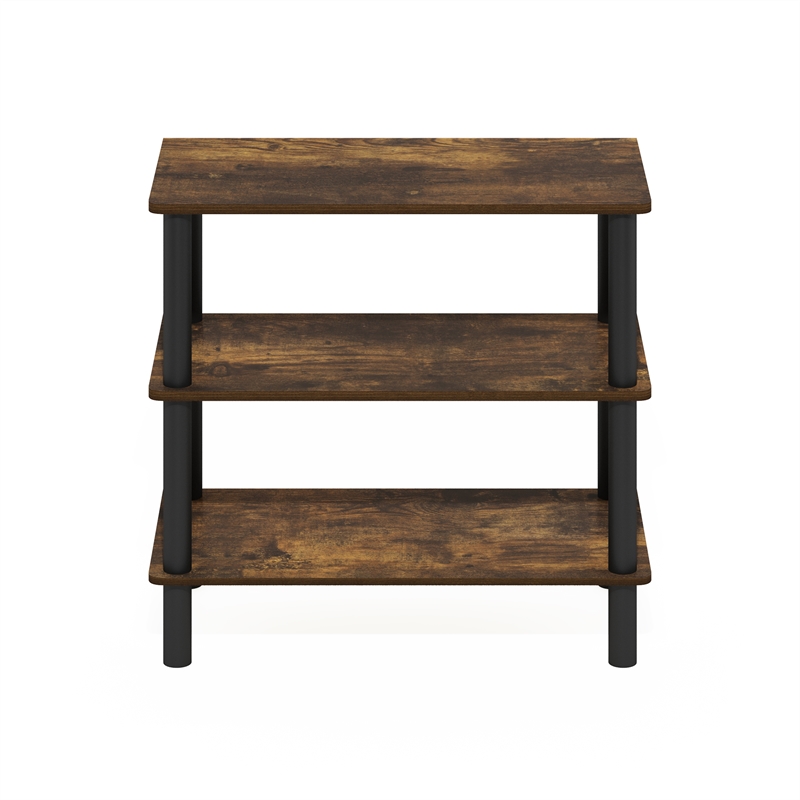 Furinno TURN-N-TUBE 26-Inch 3-Tier Freestanding Shoe Rack Amber Pine/Black