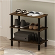 Furinno TURN-N-TUBE 26-Inch 3-Tier Freestanding Shoe Rack Amber Pine/Black