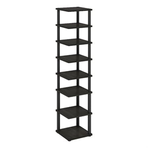 Furinno TURN-N-TUBE 8-Tier Vertical Free Standing Shoe Tower in Espresso/Black