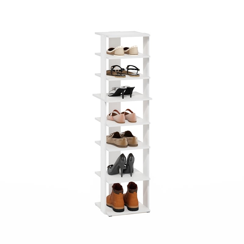 Furinno Compact 8-Tier Vertical Free Standing Shoe Tower in Shoe Rack for White