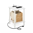 Furinno TURN-N-TUBE 2-Tier Side Table in End Table with USB and White/White