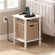 Furinno TURN-N-TUBE 2-Tier Side Table in End Table with USB and White/White