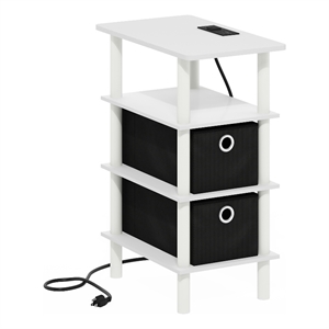 Furinno TURN-N-TUBE 4-Tier Side Table in End Table in White/White/Black