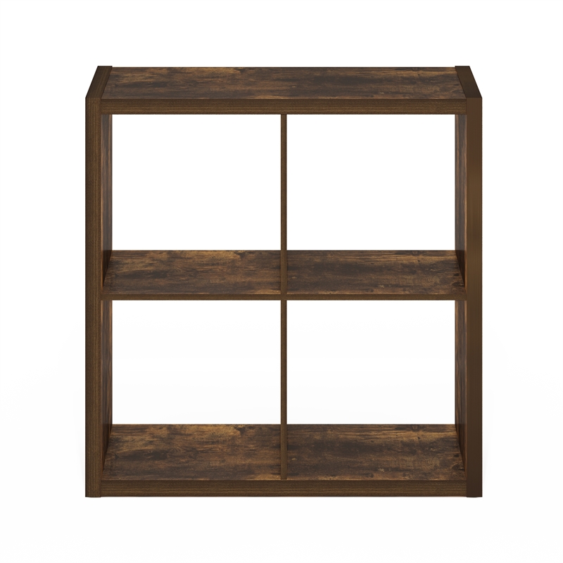 Furinno CUBICLE Open Back Decorative Cube Storage Organizer in 4-Cube Amber Pine