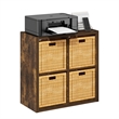 Furinno CUBICLE Open Back Decorative Cube Storage Organizer in 4-Cube Amber Pine