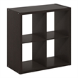 Furinno CUBICLE Open Back Decorative Cube Storage Organizer in 4-Cube Dark Oak