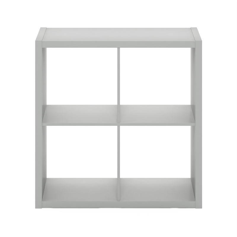 Furinno CUBICLE Open Back Decorative Cube Storage Organizer in 4-Cube Light Grey