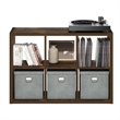 Furinno CUBICLE Open Back Decorative Cube Storage Organizer in 6-Cube Amber Pine