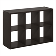 Furinno CUBICLE Open Back Decorative Cube Storage Organizer in 6-Cube Dark Oak