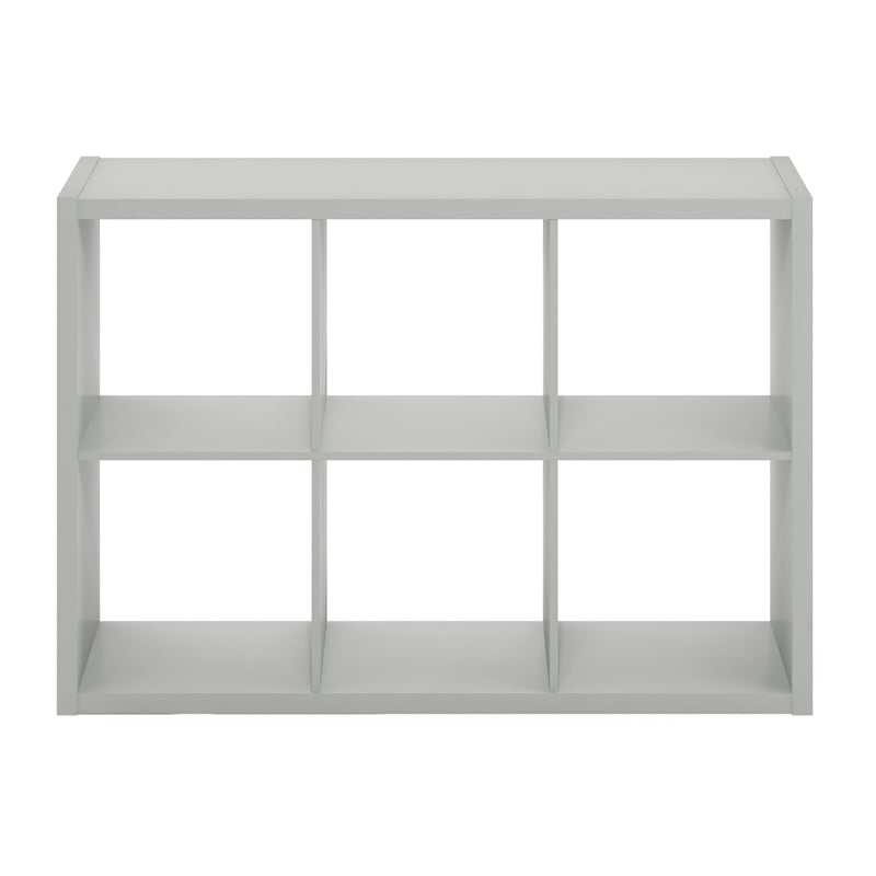 Furinno CUBICLE Open Back Decorative Cube Storage Organizer in 6-Cube Light Grey