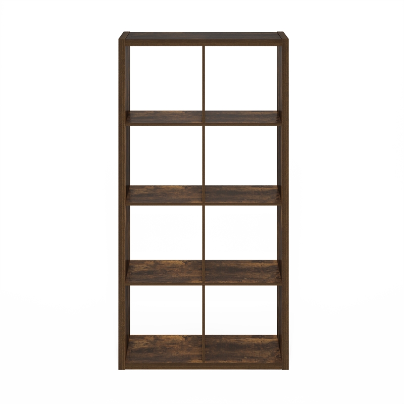 Furinno CUBICLE Open Back Decorative Cube Storage Organizer in 8-Cube Amber Pine