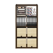 Furinno CUBICLE Open Back Decorative Cube Storage Organizer in 8-Cube Amber Pine