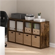 Furinno CUBICLE Open Back Decorative Cube Storage Organizer in 8-Cube Amber Pine