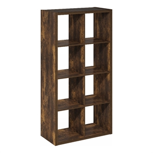 Furinno CUBICLE Open Back Decorative Cube Storage Organizer in 8-Cube Amber Pine