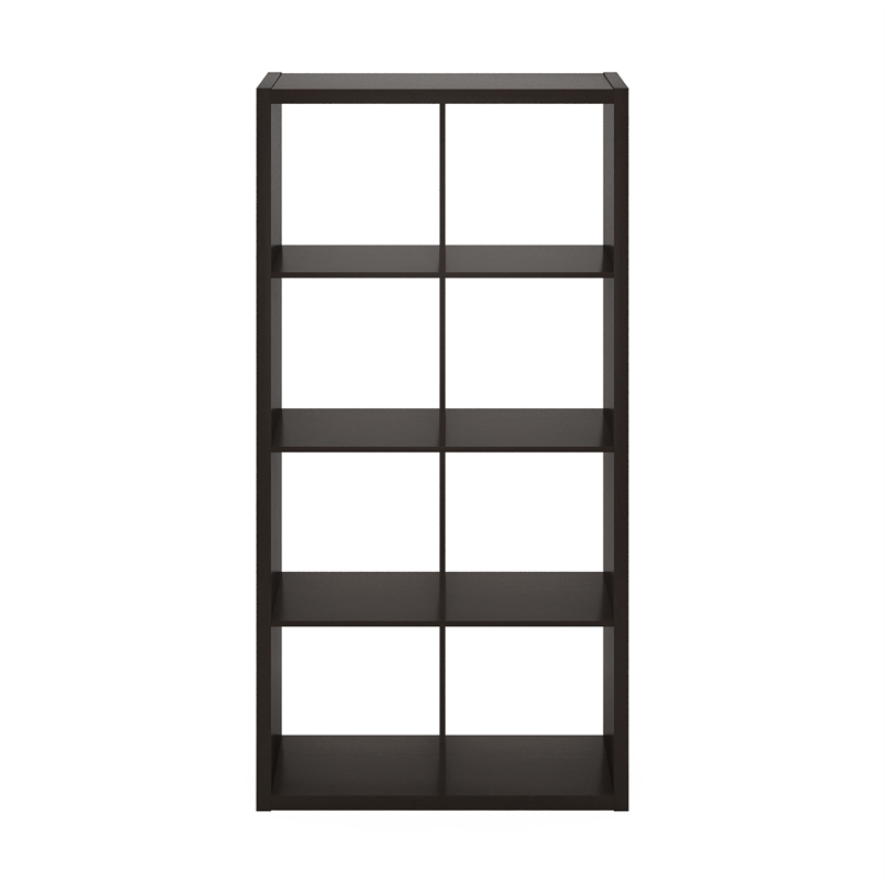 Furinno CUBICLE Open Back Decorative Cube Storage Organizer in 8-Cube Dark Oak