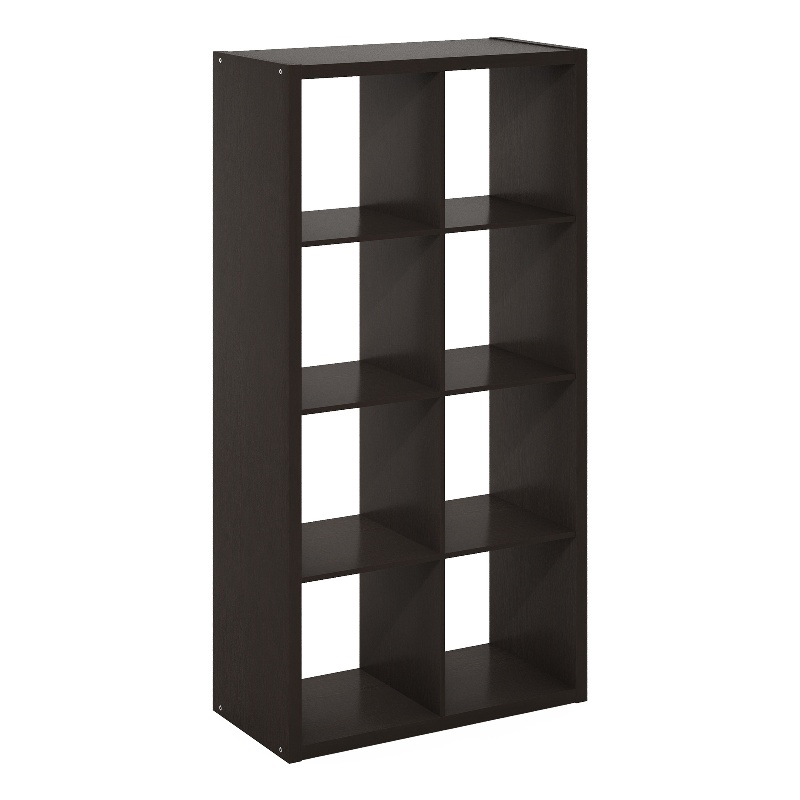 Furinno CUBICLE Open Back Decorative Cube Storage Organizer in 8-Cube Dark Oak