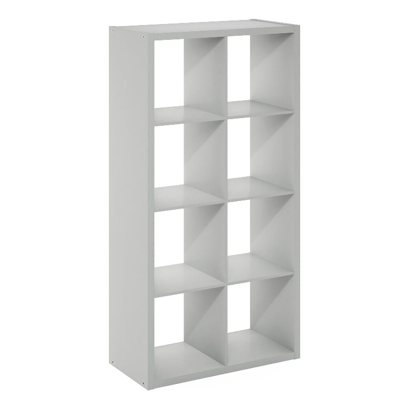 Furinno CUBICLE Open Back Decorative Cube Storage Organizer in 8-Cube Light Grey