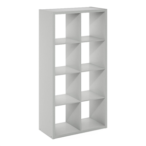 Furinno CUBICLE Open Back Decorative Cube Storage Organizer in 8-Cube Light Grey