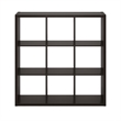 Furinno CUBICLE Open Back Decorative Cube Storage Organizer in 9-Cube Dark Oak