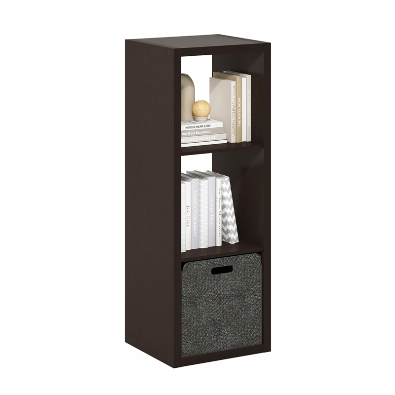 Furinno CUBICLE Open Back Decorative Cube Storage Organizer in 3-Cube Dark Oak