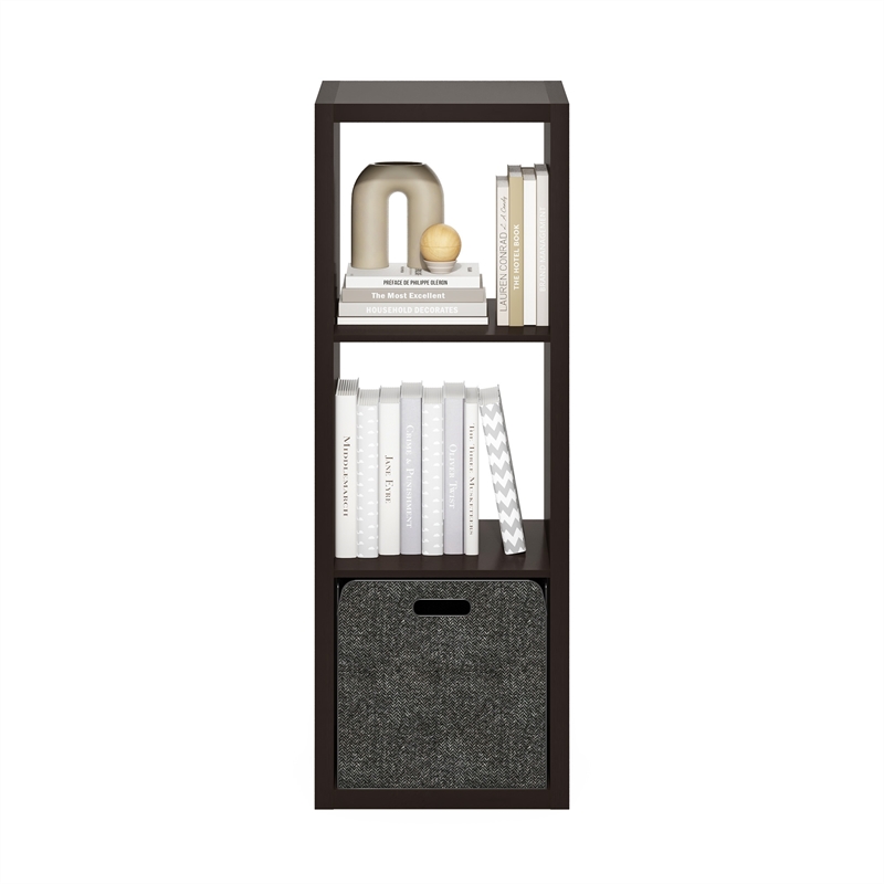 Furinno CUBICLE Open Back Decorative Cube Storage Organizer in 3-Cube Dark Oak