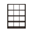 Furinno CUBICLE Open Back Decorative Cube Storage Organizer in 12-Cube Dark Oak
