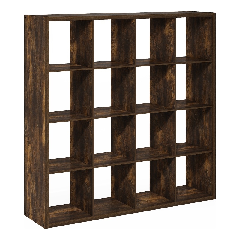 Furinno CUBICLE Open Back Decorative Cube Storage Organizer in Amber Pine