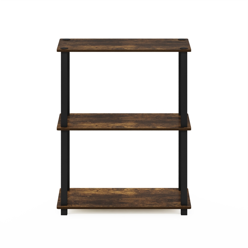Furinno TURN-S-TUBE 3-Tier Compact Multipurpose Shelf Display Amber Pine/Black