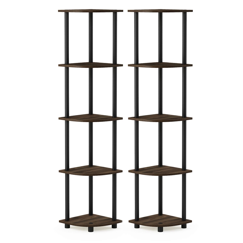 Furinno TURN-N-TUBE 5 Tier Corner Display Rack Multipurpose Shelving Set of 2