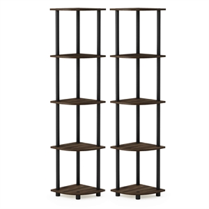 Furinno TURN-N-TUBE 5 Tier Corner Display Rack Multipurpose Shelving Set of 2