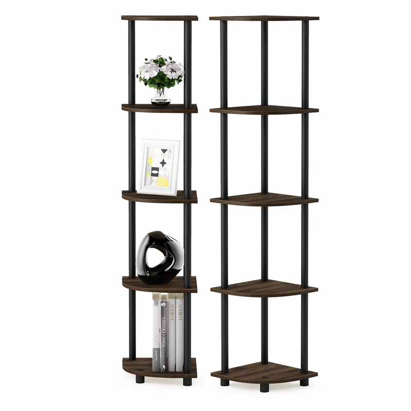 Furinno TURN-N-TUBE 5 Tier Corner Display Rack Multipurpose Shelving Set of 2