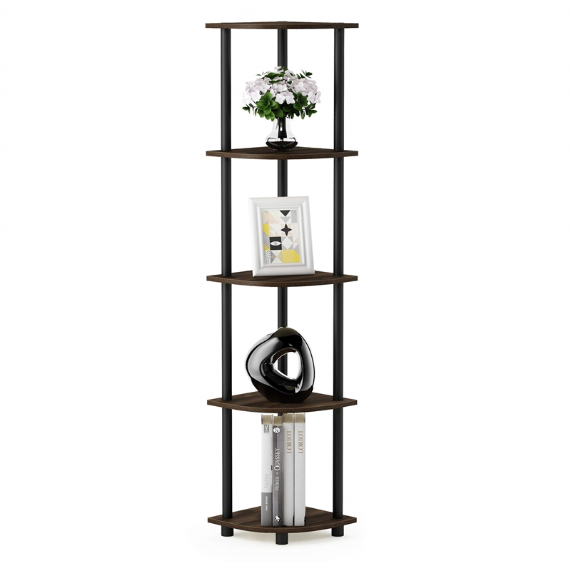 Furinno TURN-N-TUBE 5 Tier Corner Display Rack Multipurpose Shelving Set of 2