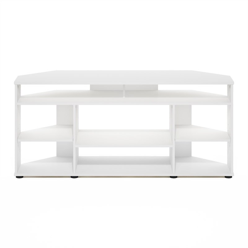 Furinno JENSEN Corner TV Stand TV up to 55 Inches in White