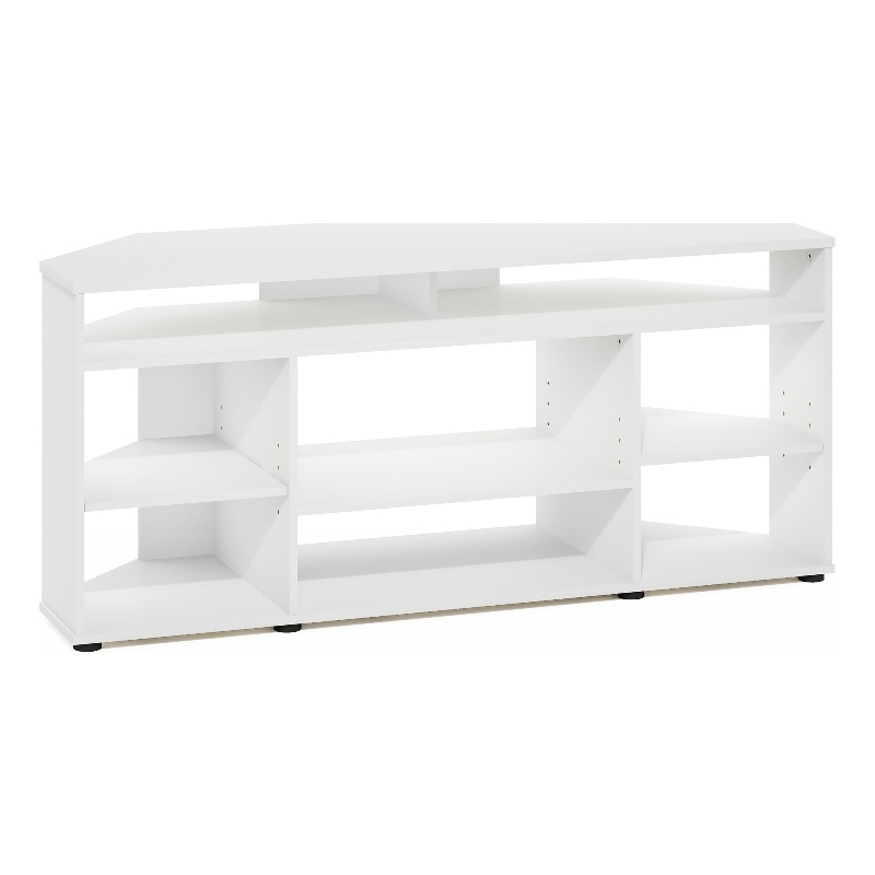Furinno JENSEN Corner TV Stand TV up to 55 Inches in White