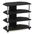 Furinno ECON Easy Assembly 4-Tier Petite TV Stand in Stainless Steel Tubes
