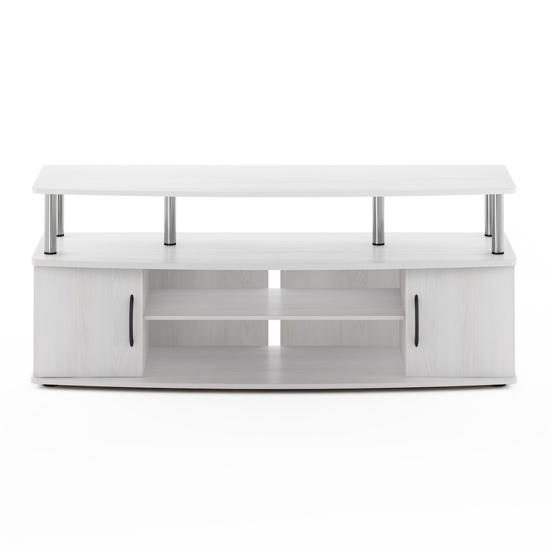 Furinno JAYA Large Entertainment Center Hold up to 55-IN Stainless Steel Tubes