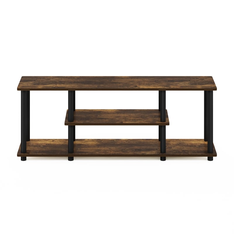 Furinno TURN-N-TUBE No Tools 3D 3-Tier Entertainment TV Stands Amber Pine/Black