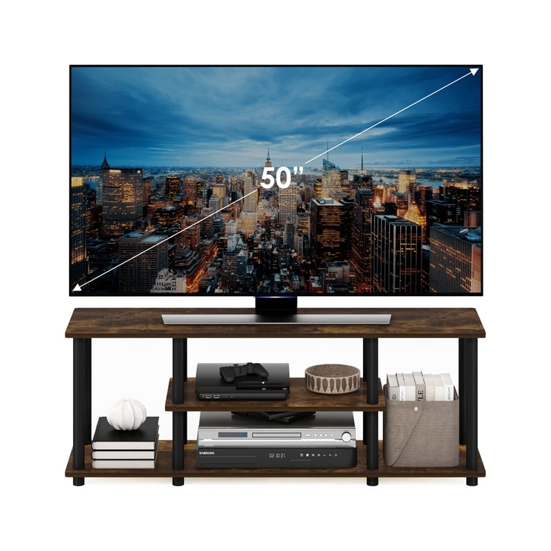Furinno TURN-N-TUBE No Tools 3D 3-Tier Entertainment TV Stands Amber Pine/Black