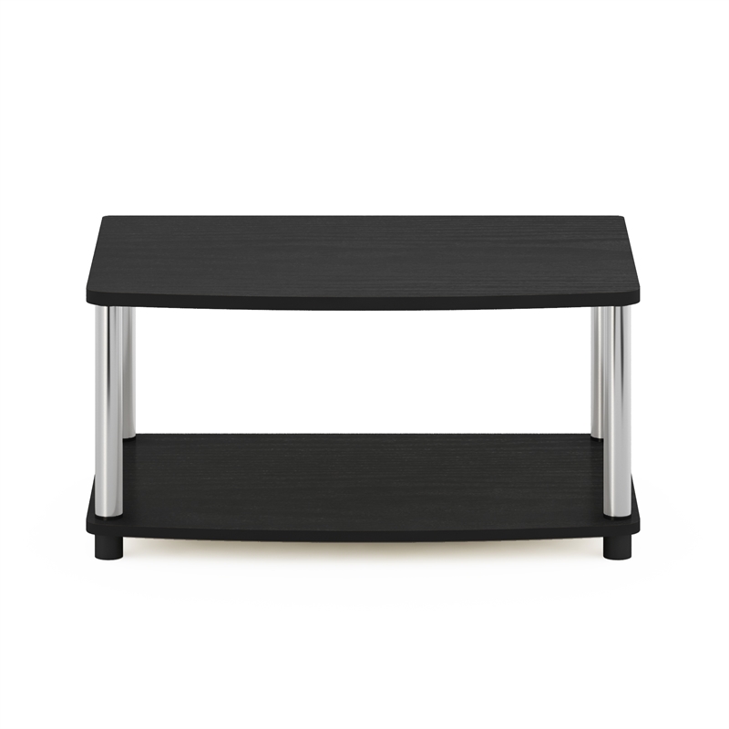 Furinno TURN-N-TUBE No Tools 2-Tier Elevated TV Stands in Stainless Steel Tubes