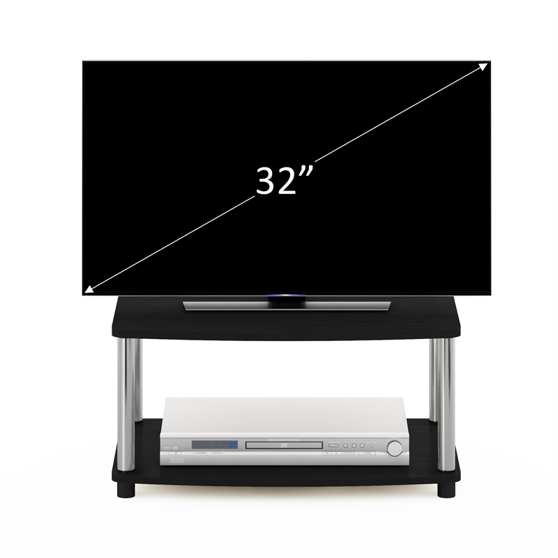 Furinno TURN-N-TUBE No Tools 2-Tier Elevated TV Stands in Stainless Steel Tubes