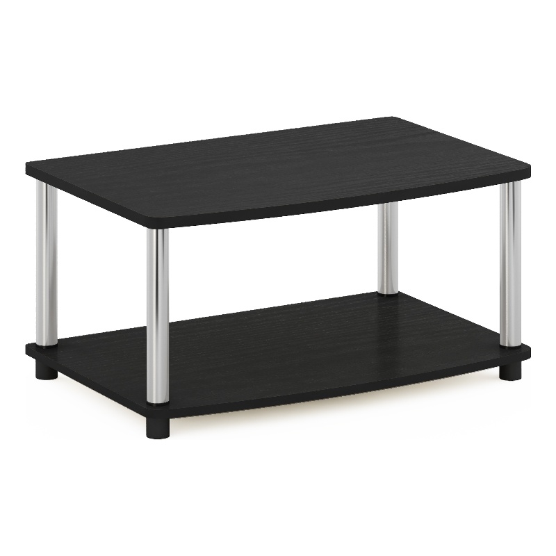 Furinno TURN-N-TUBE No Tools 2-Tier Elevated TV Stands in Stainless Steel Tubes